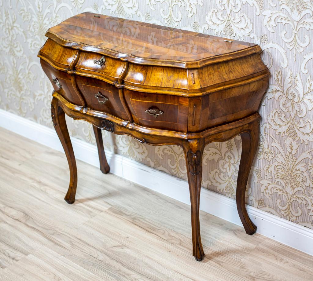 Veneer 19th Century Neo-Rococo Walnut Console Table-Vanity