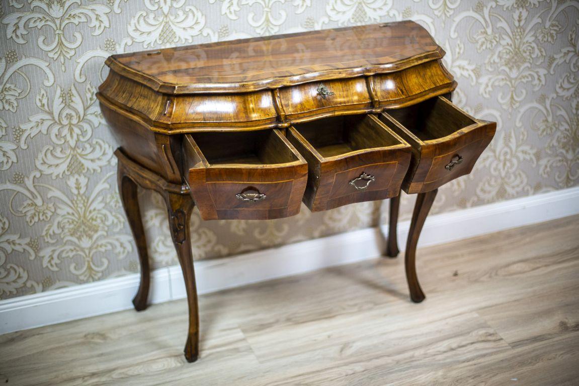 19th Century Neo-Rococo Walnut Console Table-Vanity In Good Condition In Opole, PL