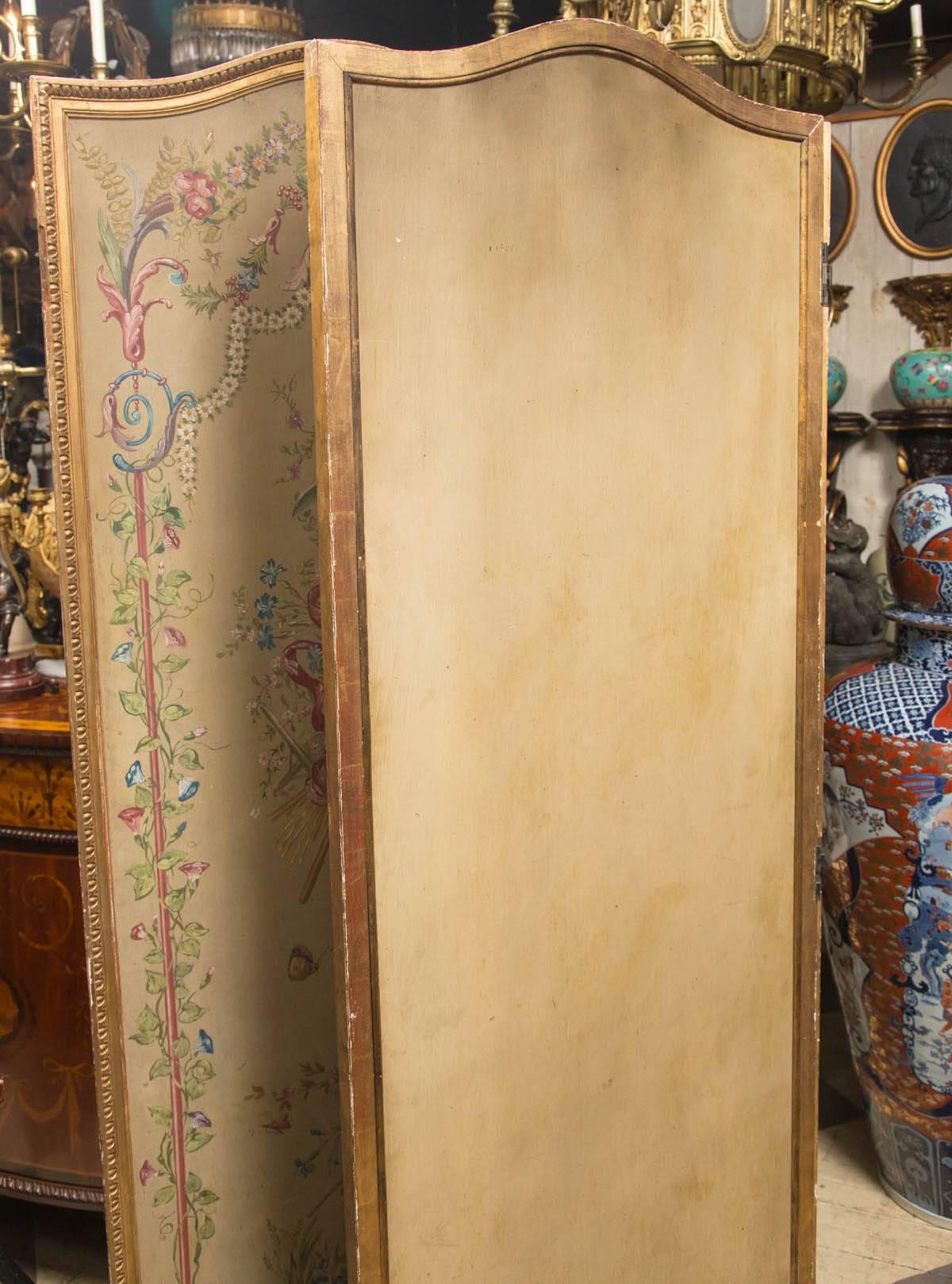 19th Century Neoclassic Style Painted Wood Screen For Sale 3