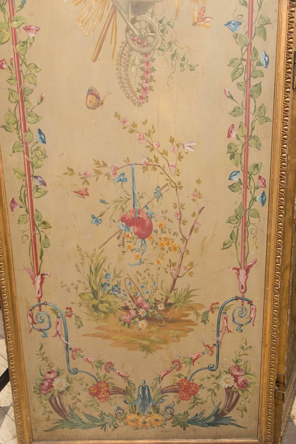 19th Century Neoclassic Style Painted Wood Screen In Good Condition For Sale In Woodbury, CT