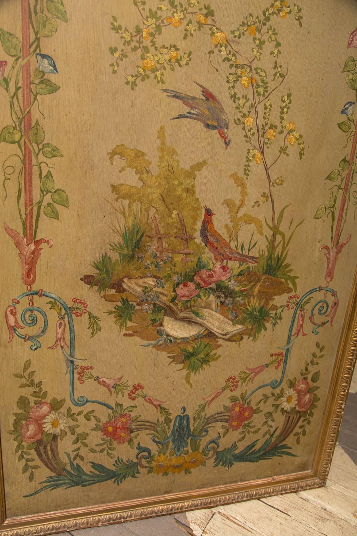 19th Century Neoclassic Style Painted Wood Screen For Sale 2
