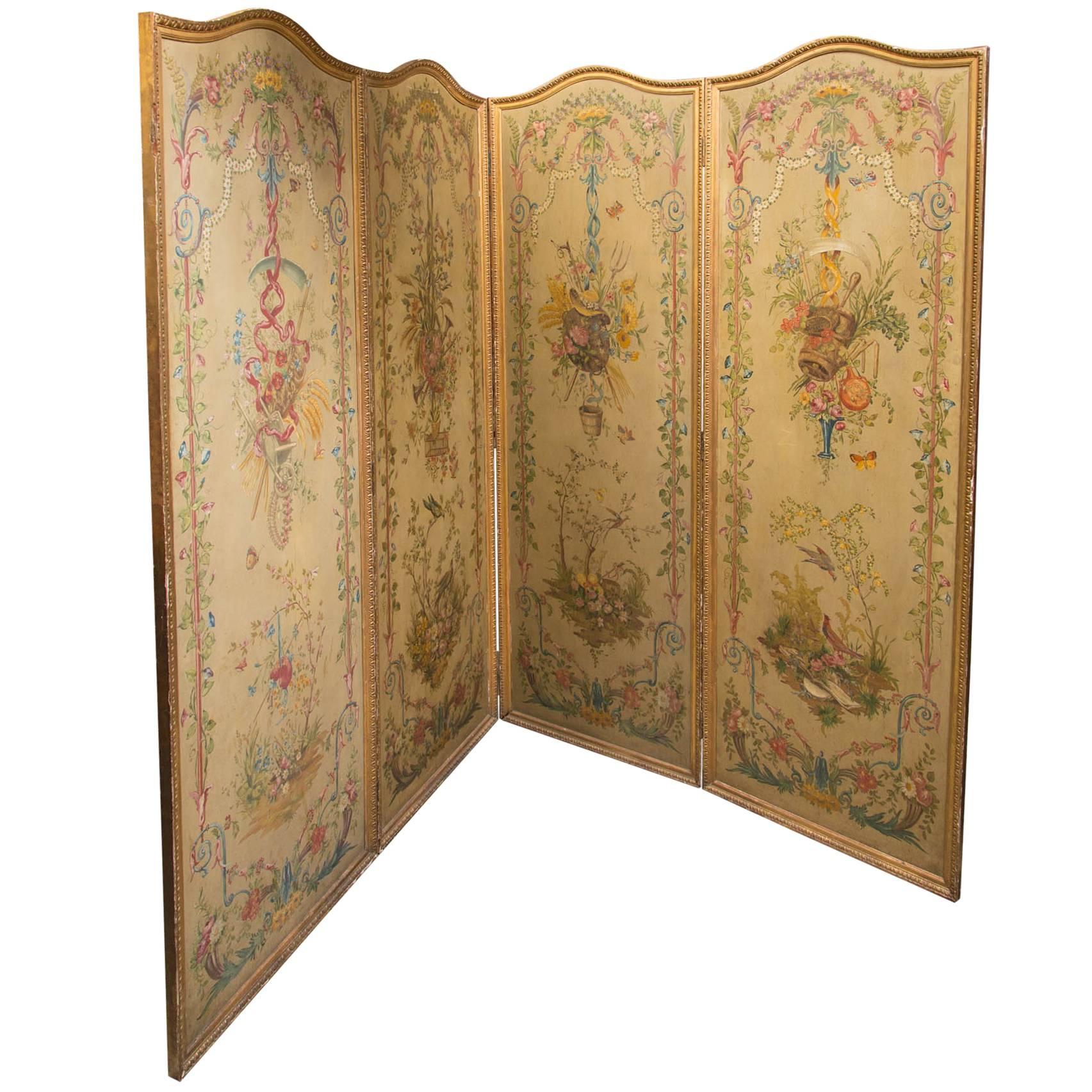 19th Century Neoclassic Style Painted Wood Screen For Sale