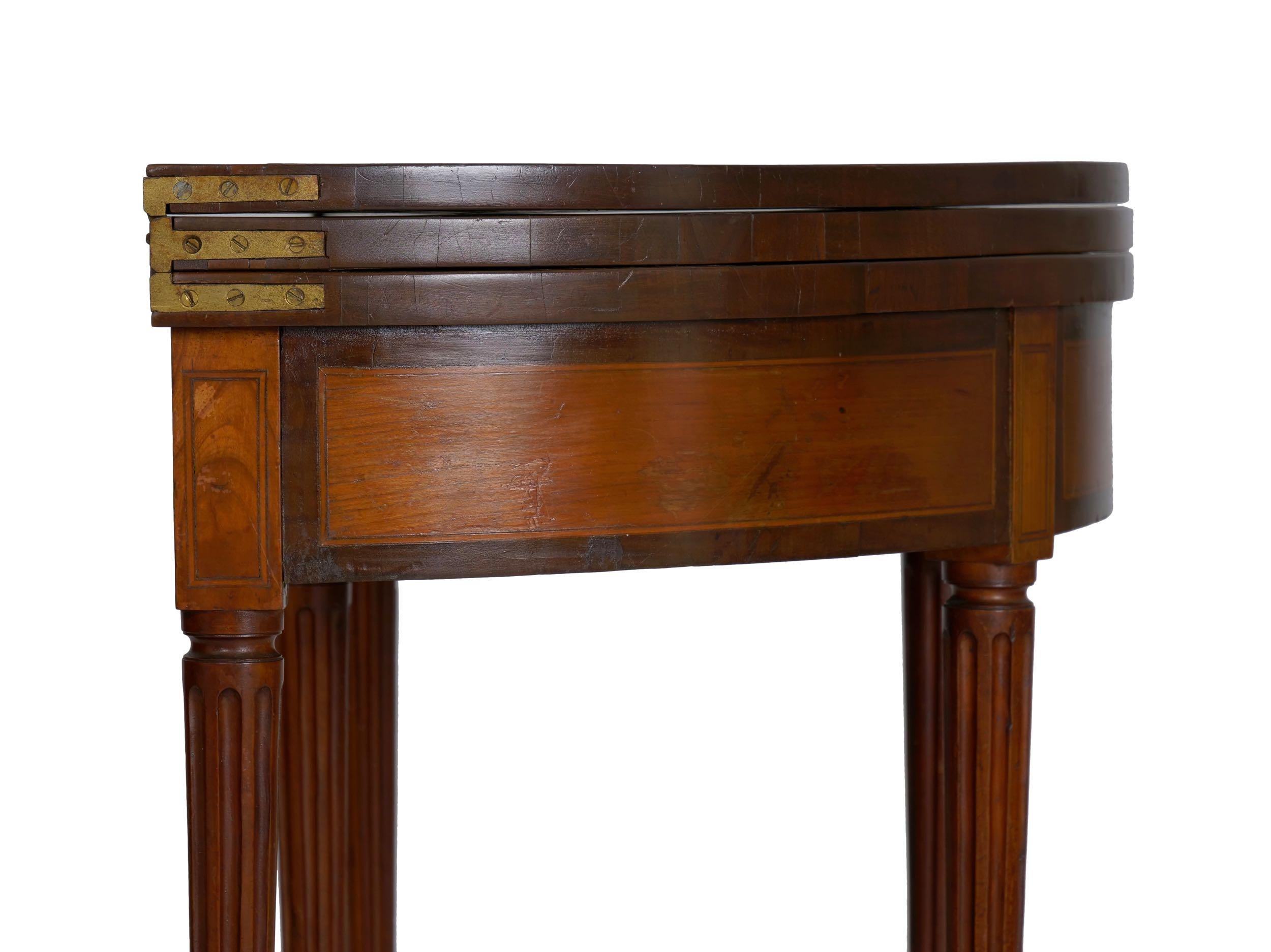 19th Century Neoclassical Antique Fruitwood Card Games Table with Triple Top 9
