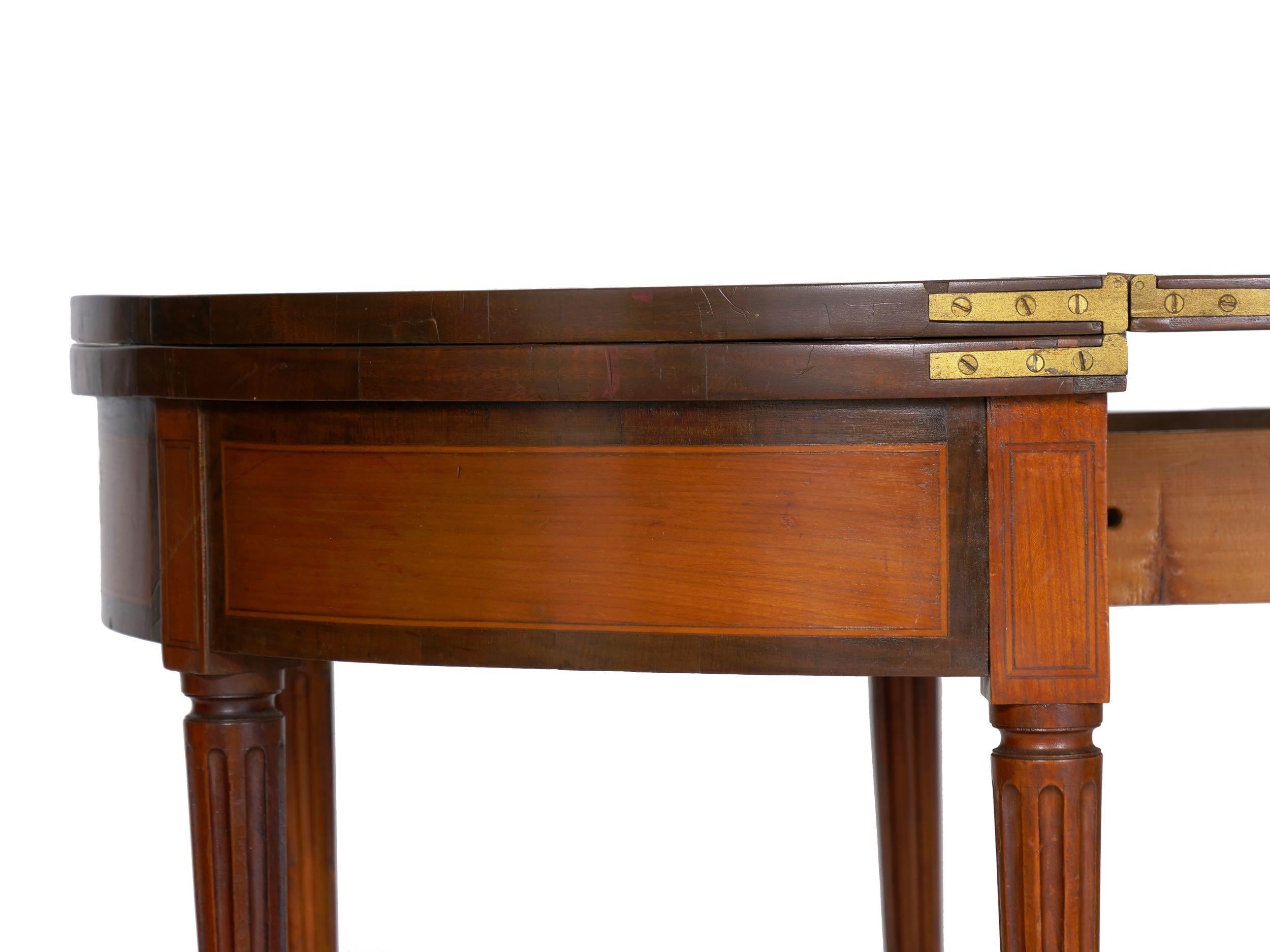 19th Century Neoclassical Antique Fruitwood Card Games Table with Triple Top 12