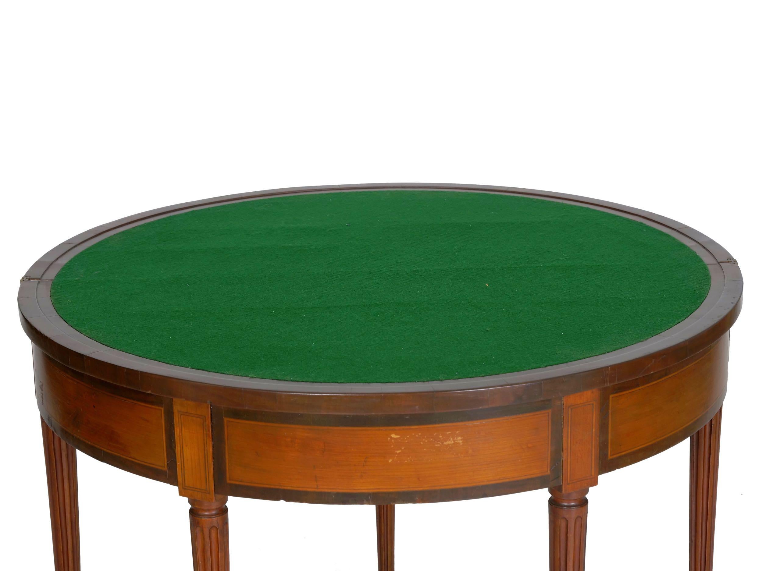 19th Century Neoclassical Antique Fruitwood Card Games Table with Triple Top 3