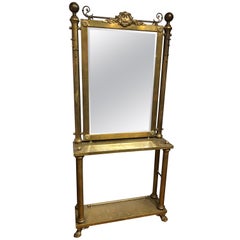 19th Century Neoclassical Brass Console and Mirror
