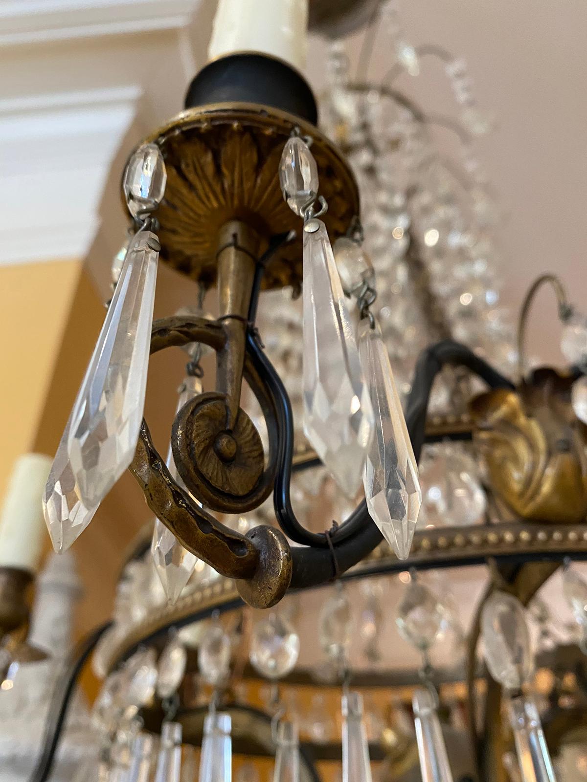 19th Century Neoclassical Bronze and Crystal Six-Arm Chandelier 7