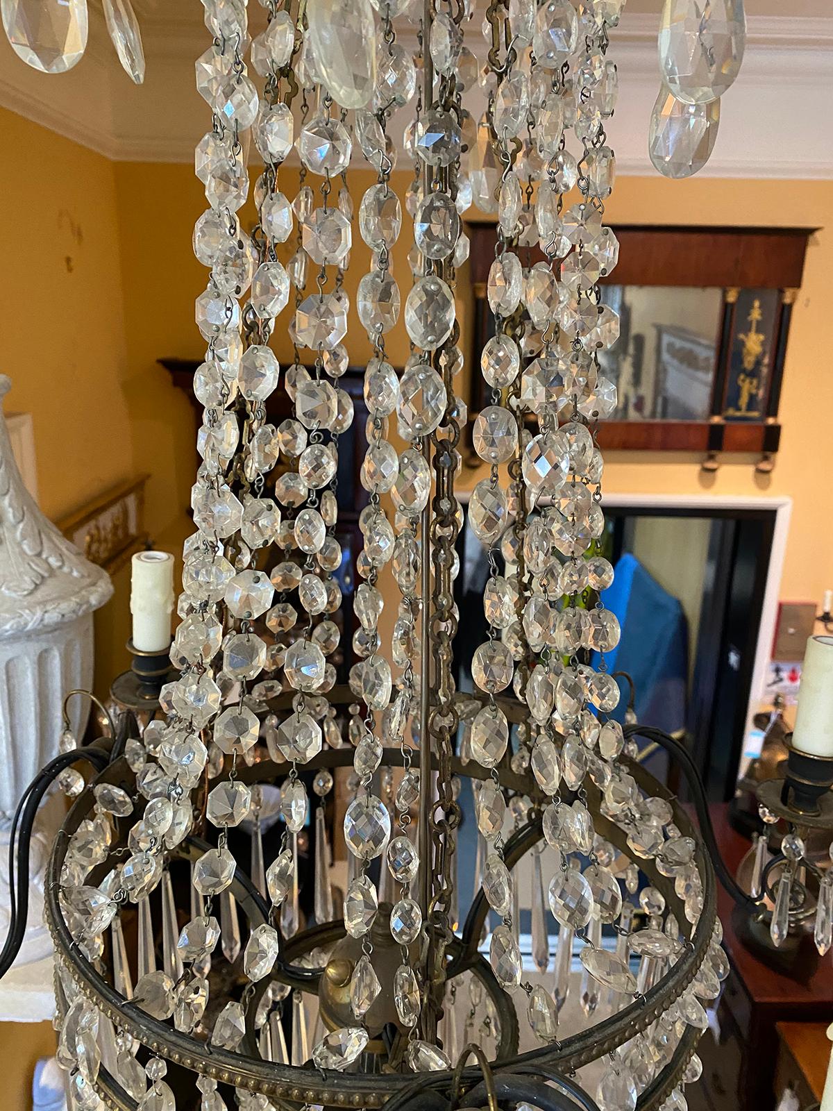 19th Century Neoclassical Bronze and Crystal Six-Arm Chandelier 3