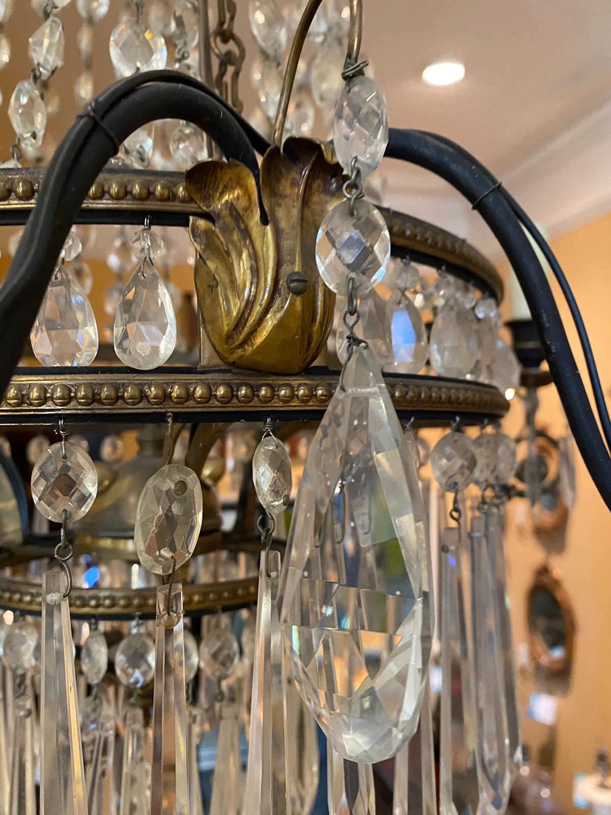 19th Century Neoclassical Bronze and Crystal Six-Arm Chandelier 5