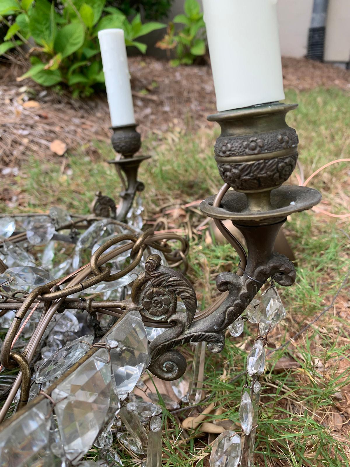 19th Century Neoclassical Bronze and Crystal Six-Arm Chandelier 6