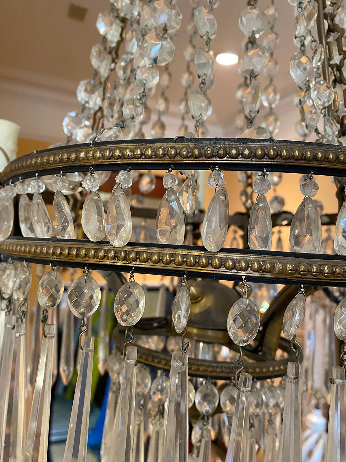 19th Century Neoclassical Bronze and Crystal Six-Arm Chandelier 6