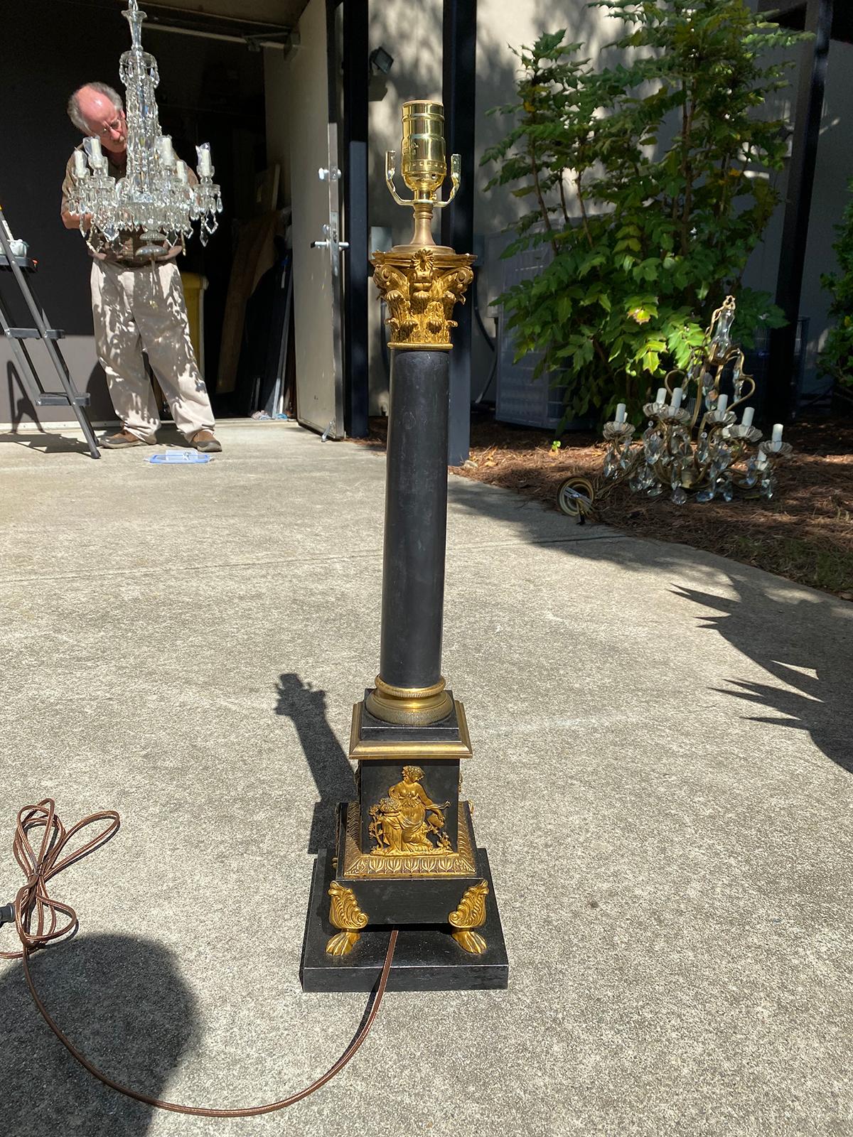 19th Century Neoclassical Bronze Mounted Tole Lamp 10