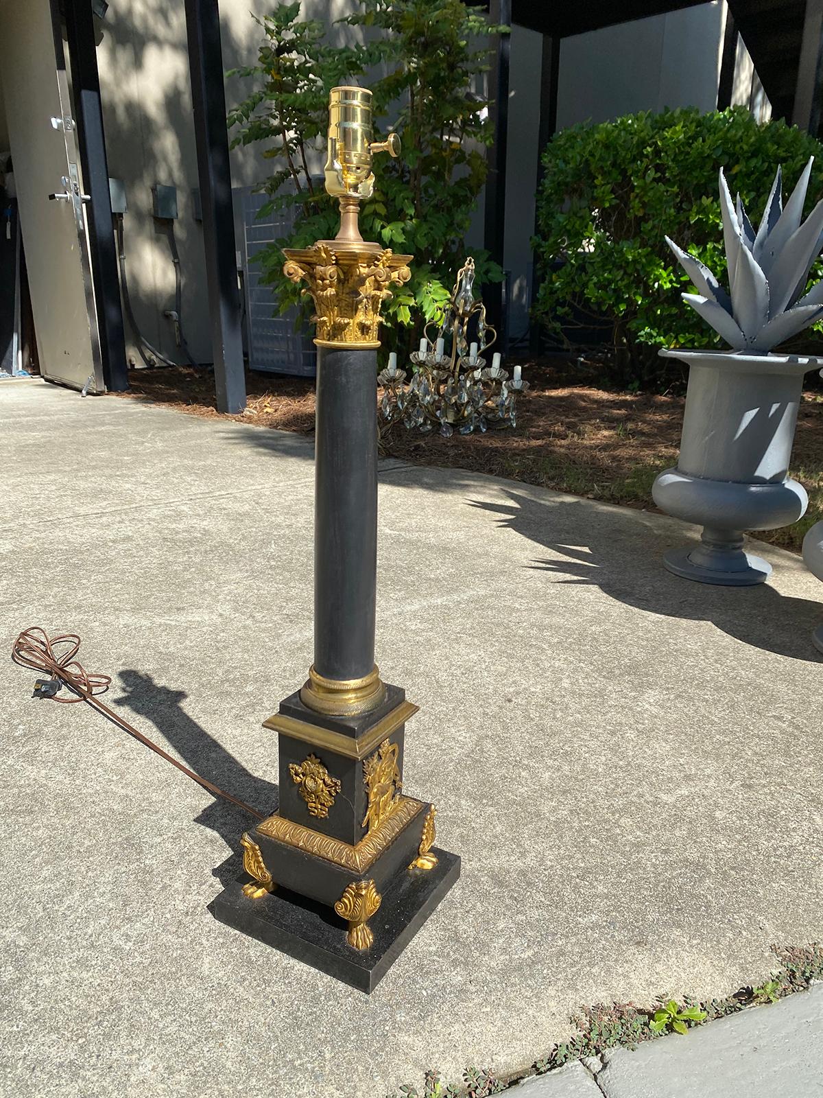 19th Century Neoclassical Bronze Mounted Tole Lamp In Good Condition In Atlanta, GA