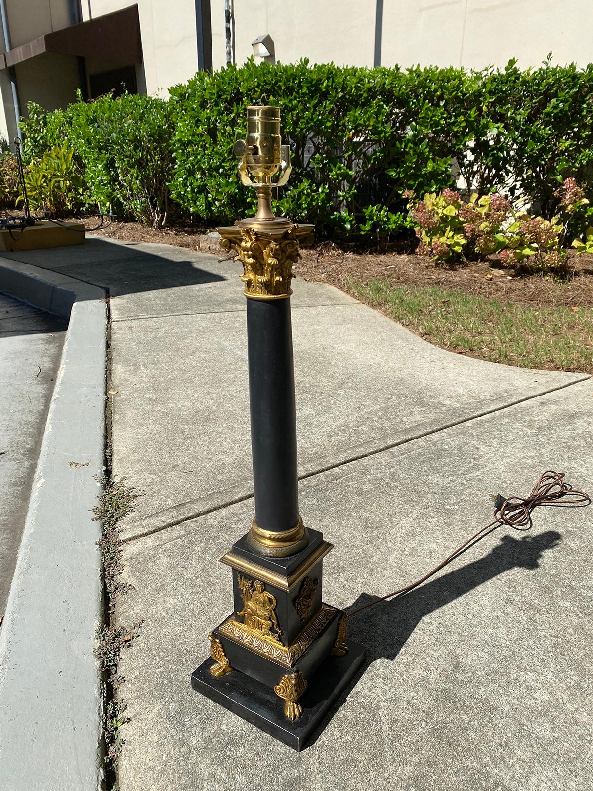 19th Century Neoclassical Bronze Mounted Tole Lamp 1