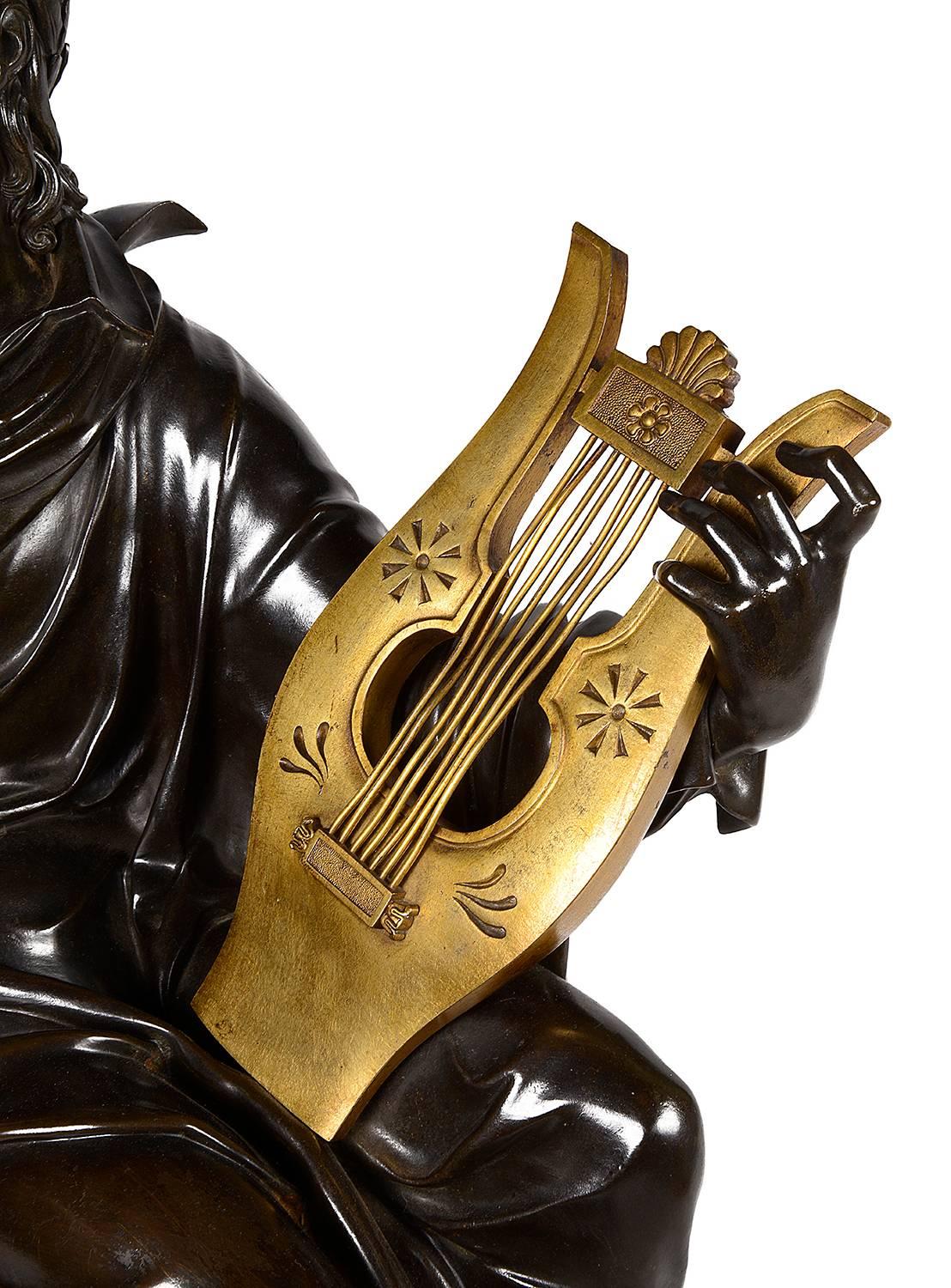 French 19th Century Neoclassical Bronze Musician For Sale