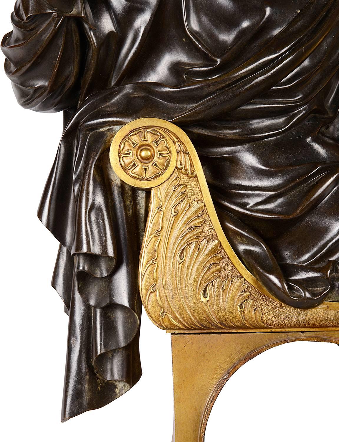 19th Century Neoclassical Bronze Musician For Sale 2