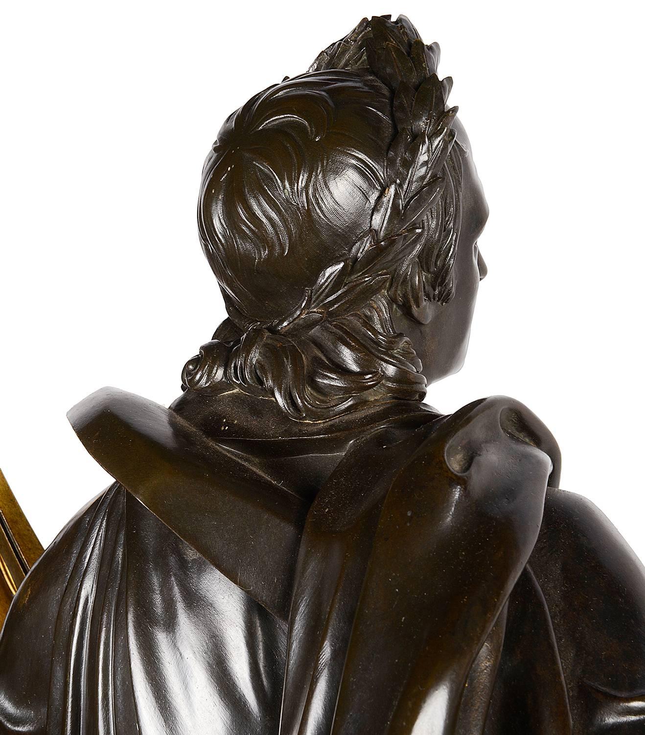 19th Century Neoclassical Bronze Musician For Sale 4