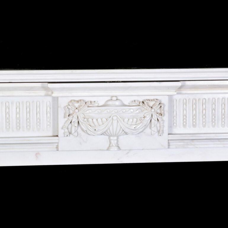 English 19th Century Neoclassical Carrara Marble Mantle or Fire Surround