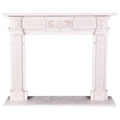 19th Century Neoclassical Carrara Marble Mantle or Fire Surround
