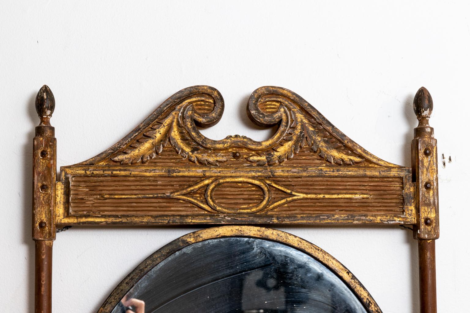 19th Century Neoclassical Carved and Gilded Mirror In Distressed Condition In Stamford, CT