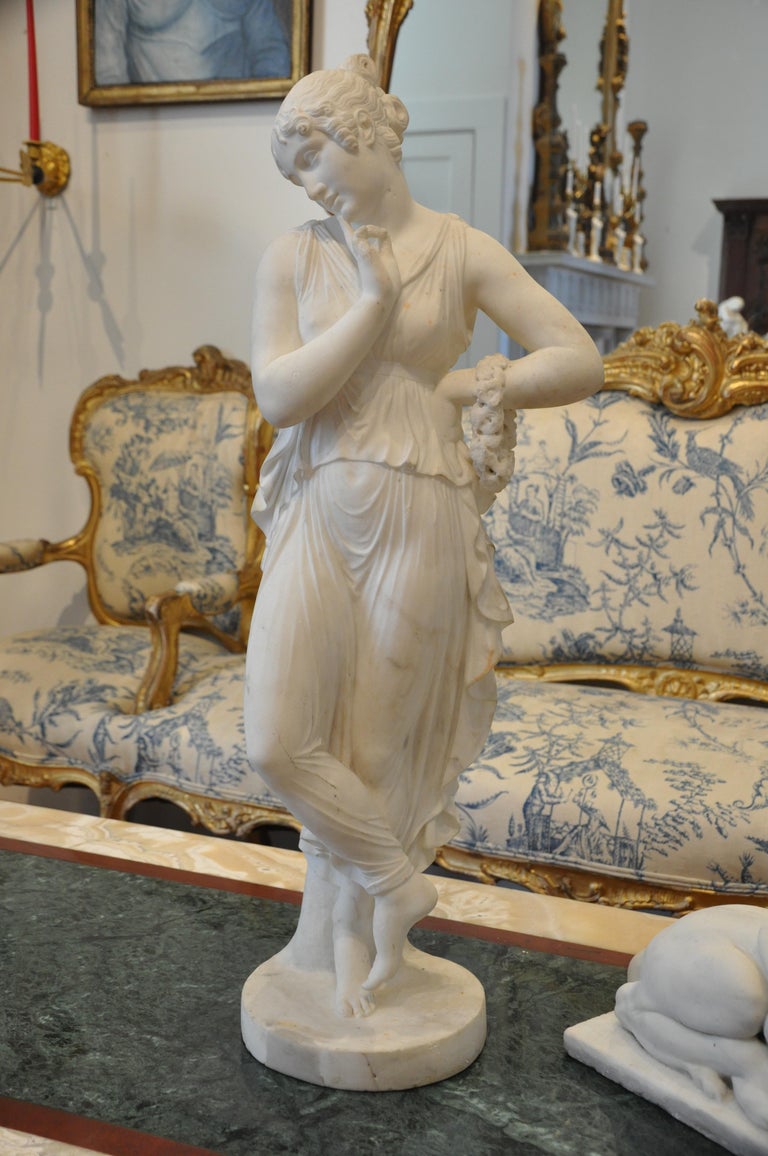 Italian 19th Century Neoclassical Carved Marble Statue of Canova's Dancing Woman For Sale