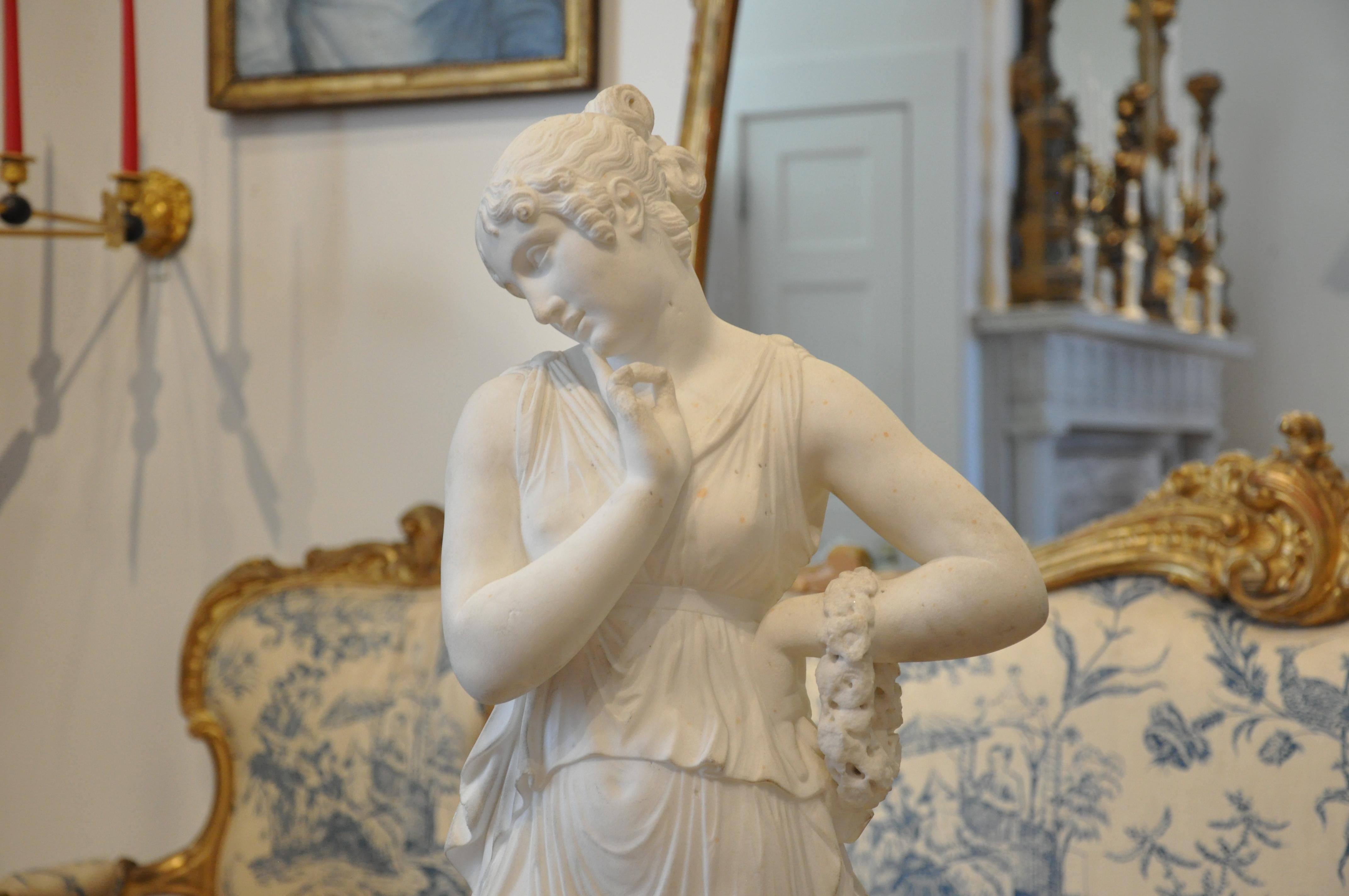 Italian 19th Century Neoclassical Carved Marble Statue of Canova's Dancing Woman