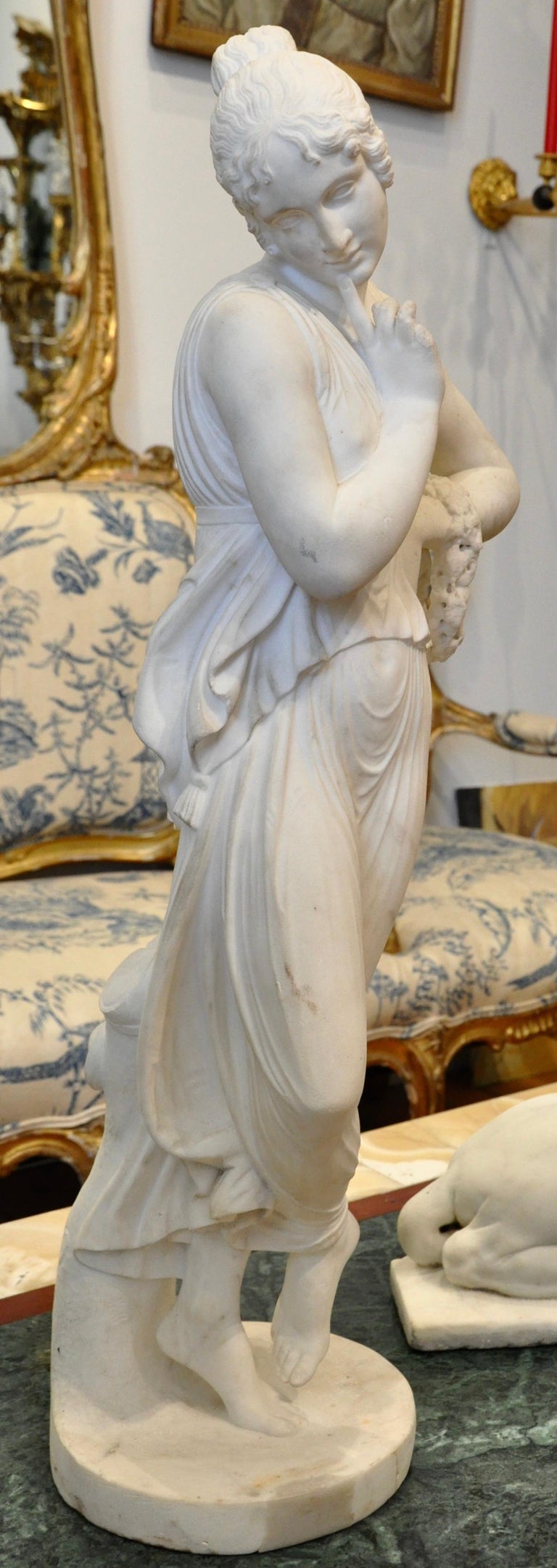 19th Century Neoclassical Carved Marble Statue of Canova's Dancing Woman For Sale 4