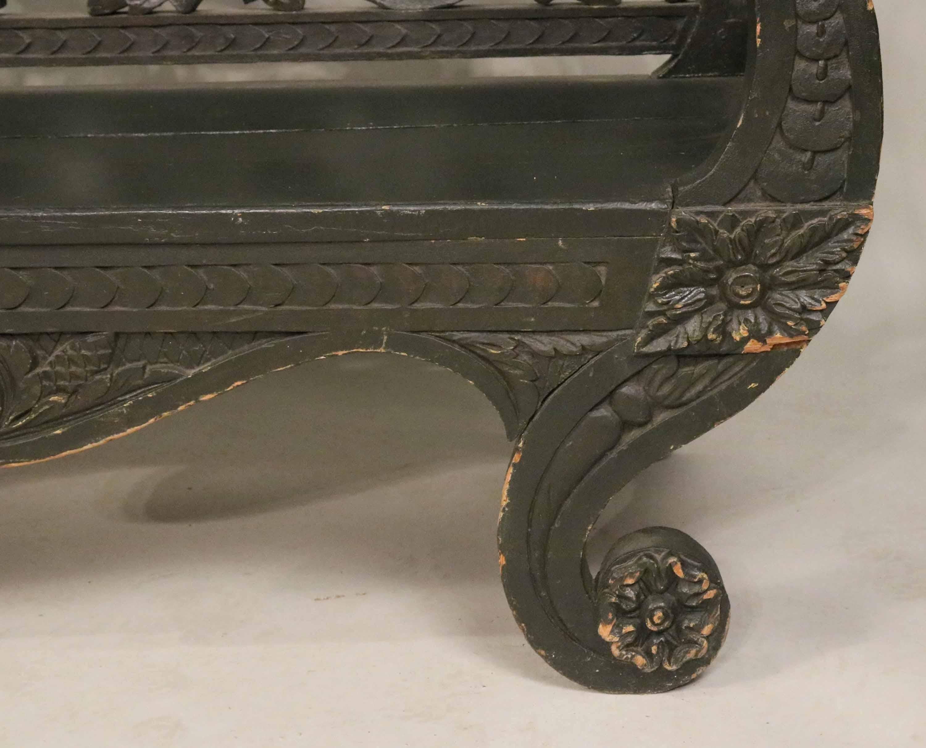 Scandinavian 19th Century Neoclassical Carved Settee with Serpent Form