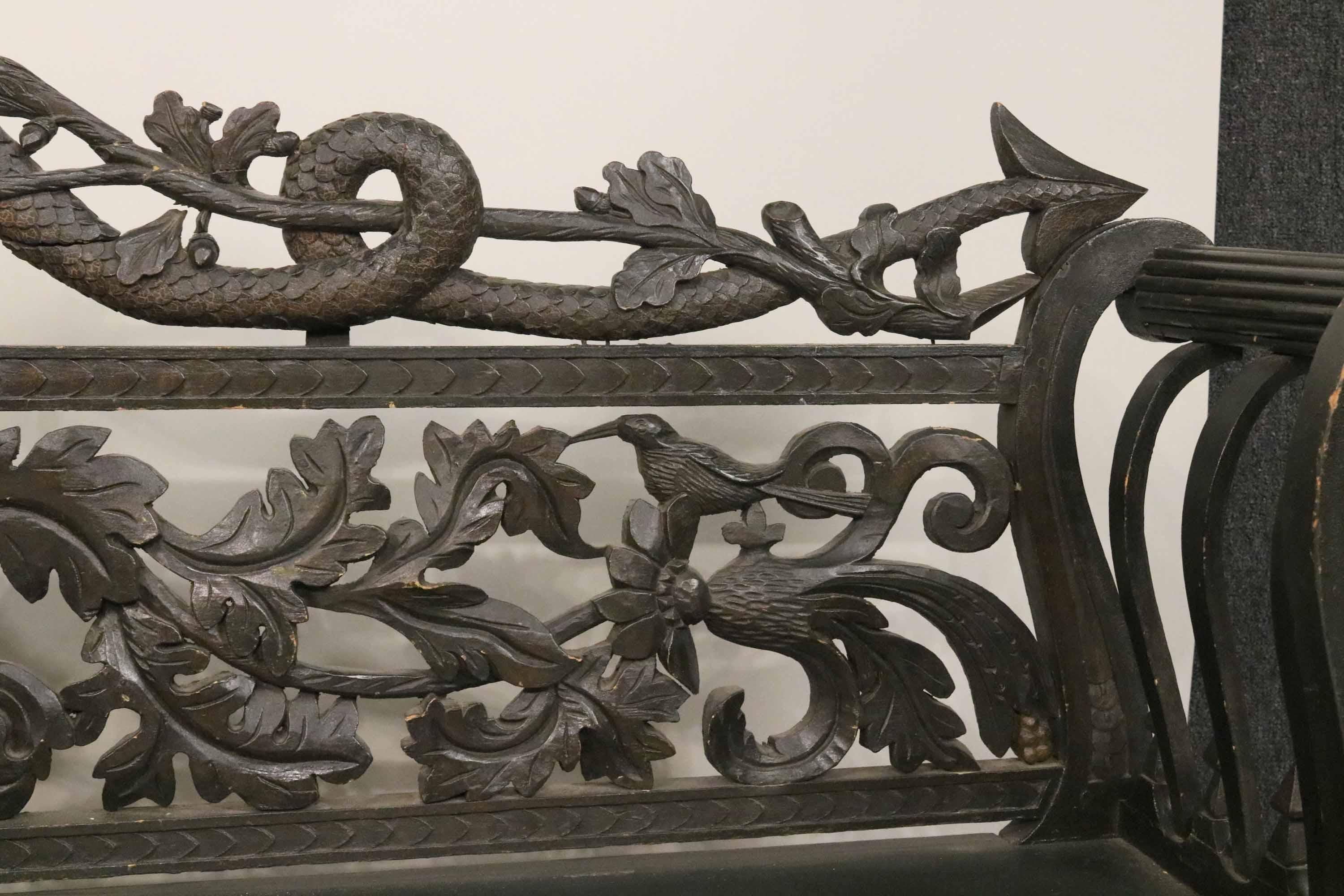 19th Century Neoclassical Carved Settee with Serpent Form 1