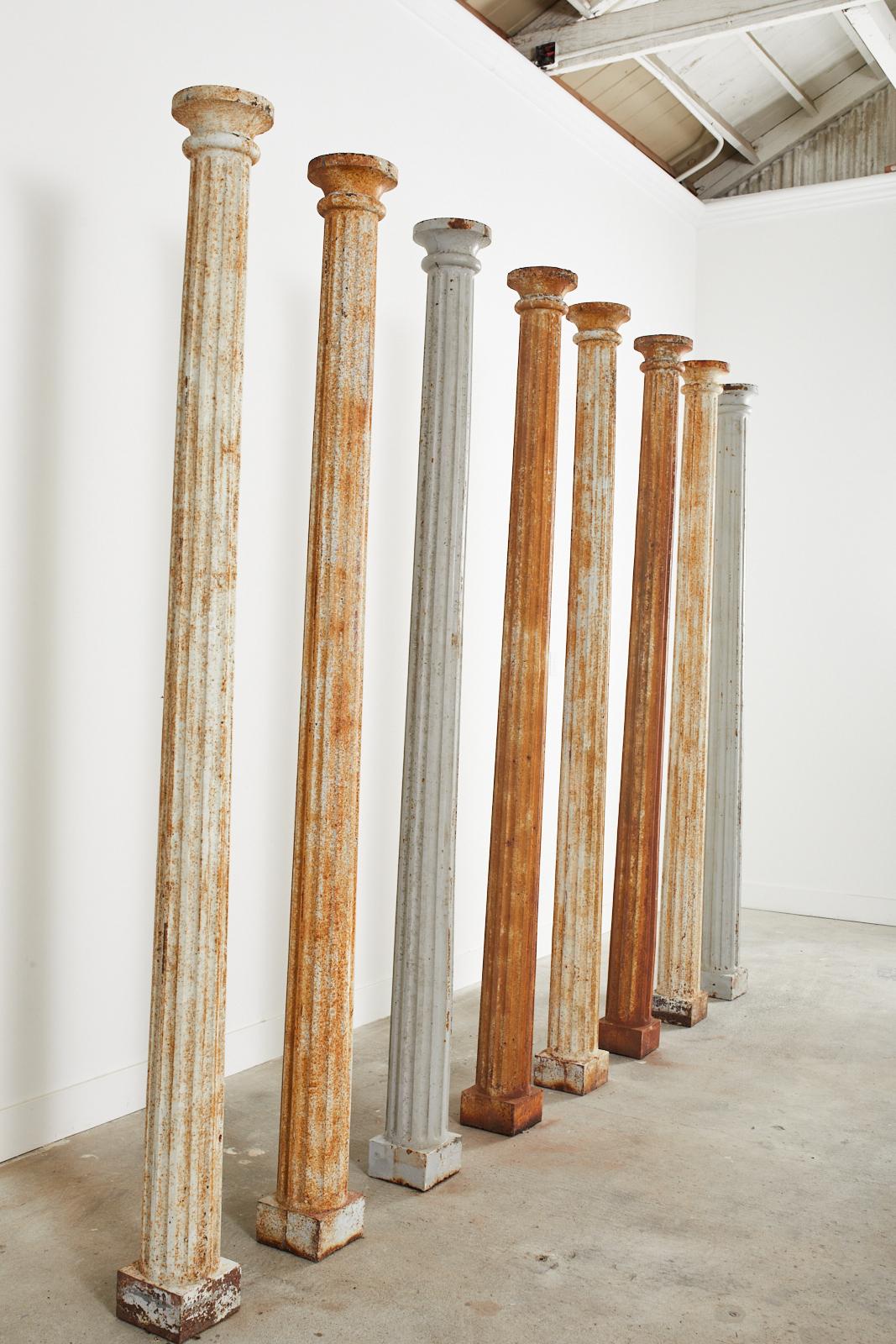 Set of Eight 19th Century Neoclassical Cast Iron Fluted Columns 5