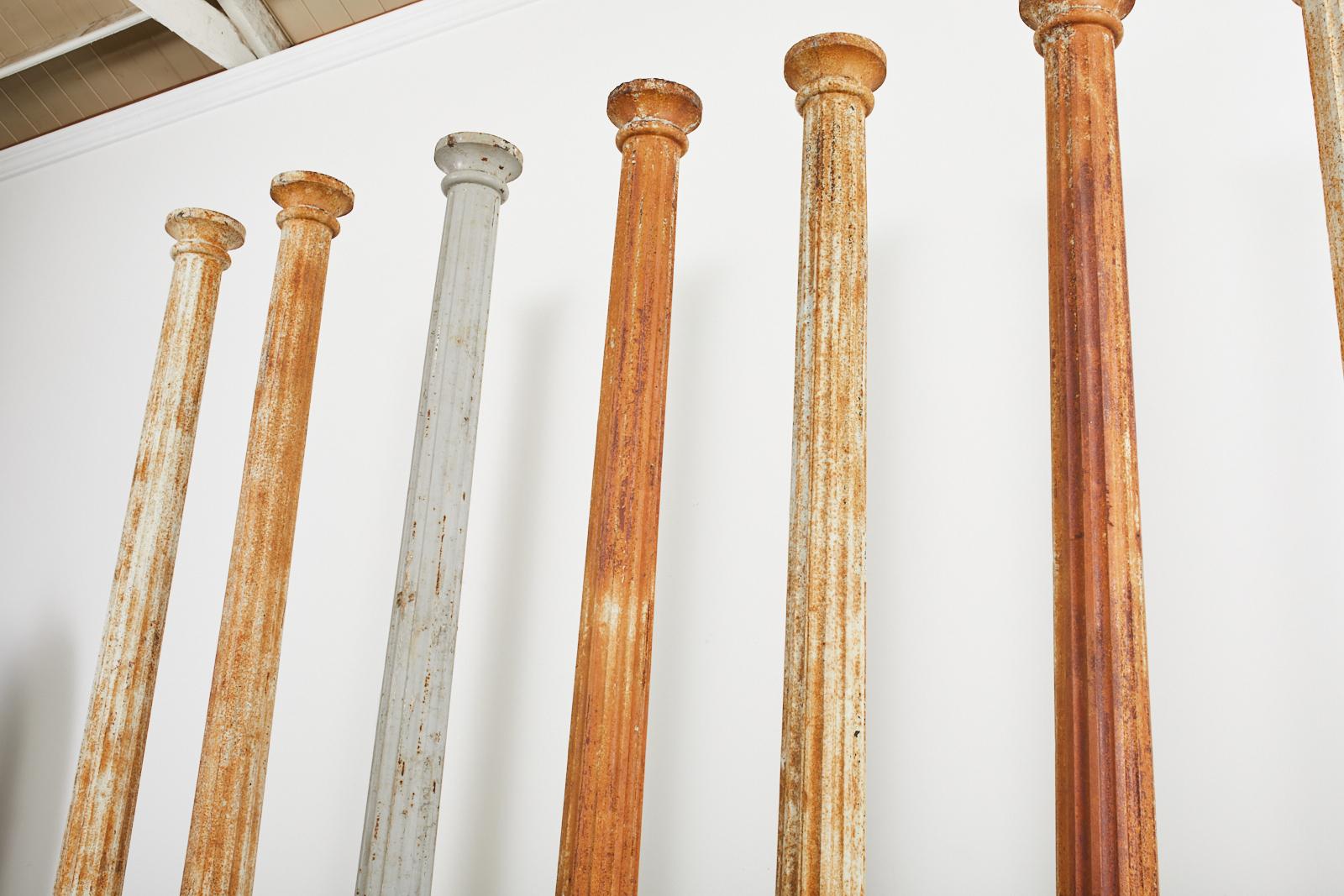 Set of Eight 19th Century Neoclassical Cast Iron Fluted Columns 6