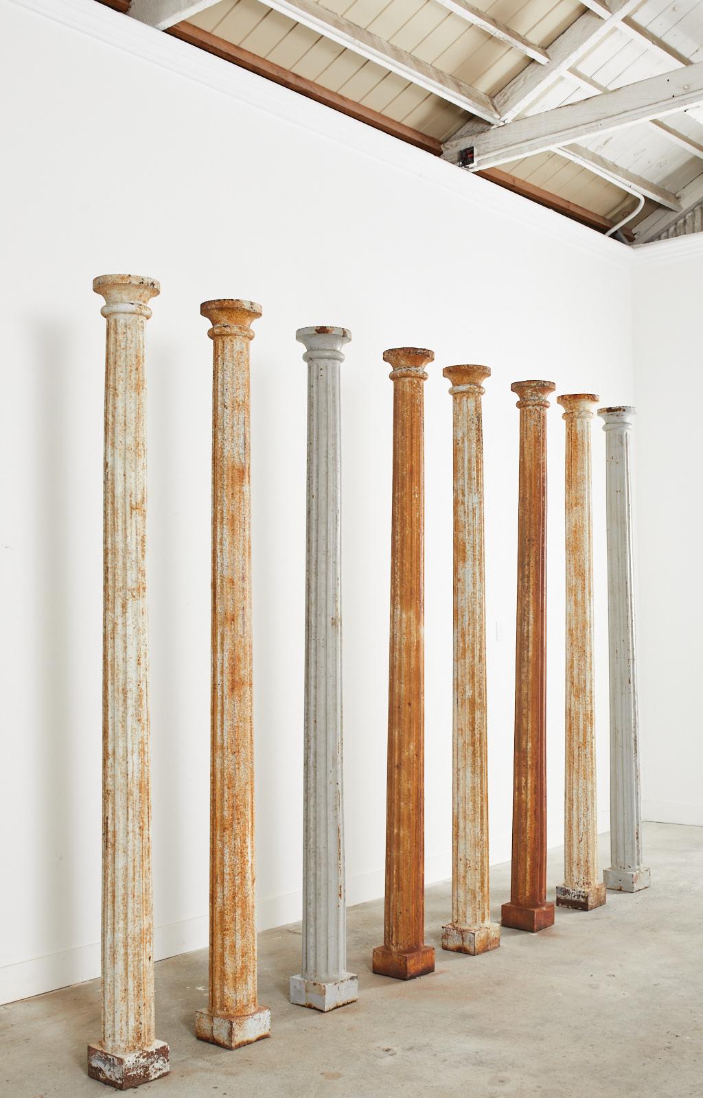 Set of Eight 19th Century Neoclassical Cast Iron Fluted Columns 10