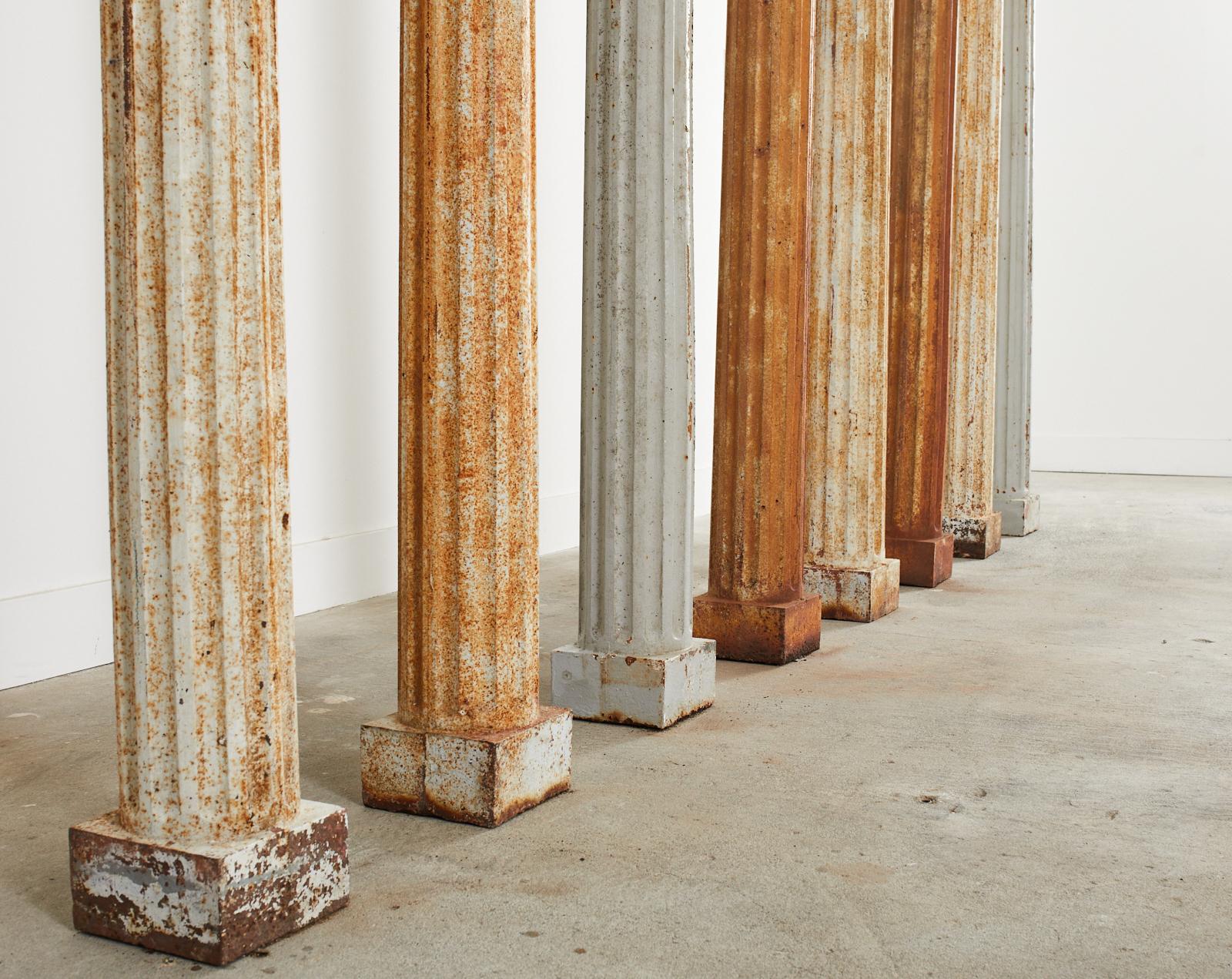 Set of Eight 19th Century Neoclassical Cast Iron Fluted Columns 11