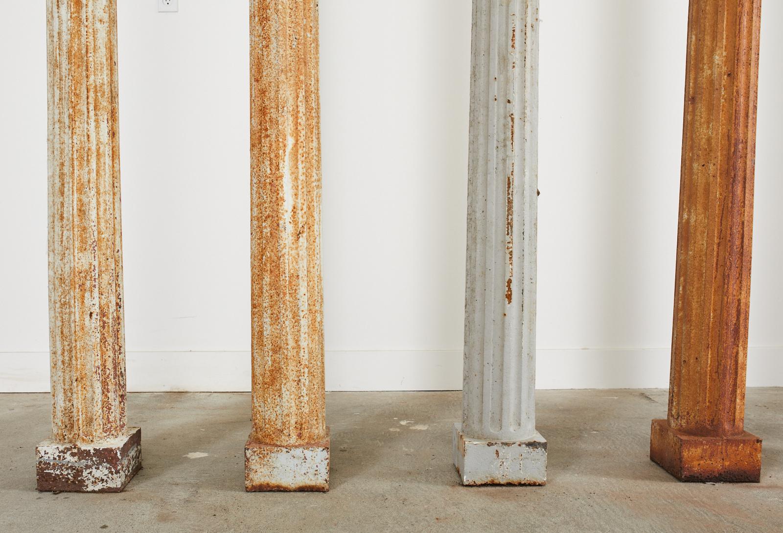 Set of Eight 19th Century Neoclassical Cast Iron Fluted Columns 2