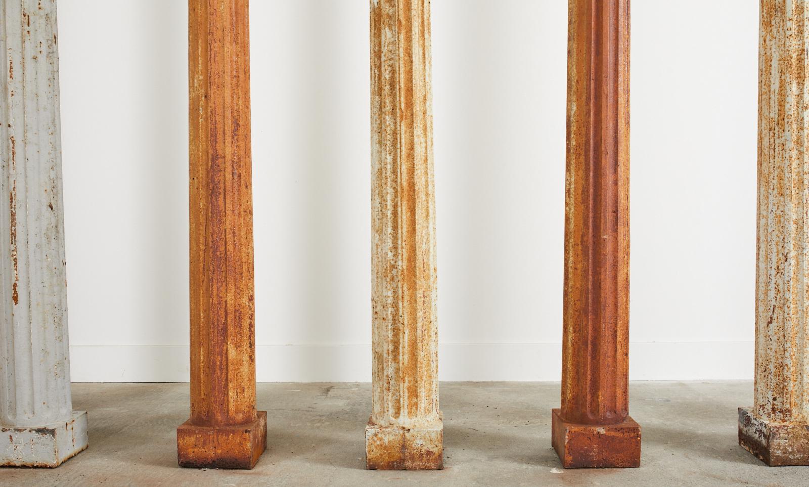 Set of Eight 19th Century Neoclassical Cast Iron Fluted Columns 3