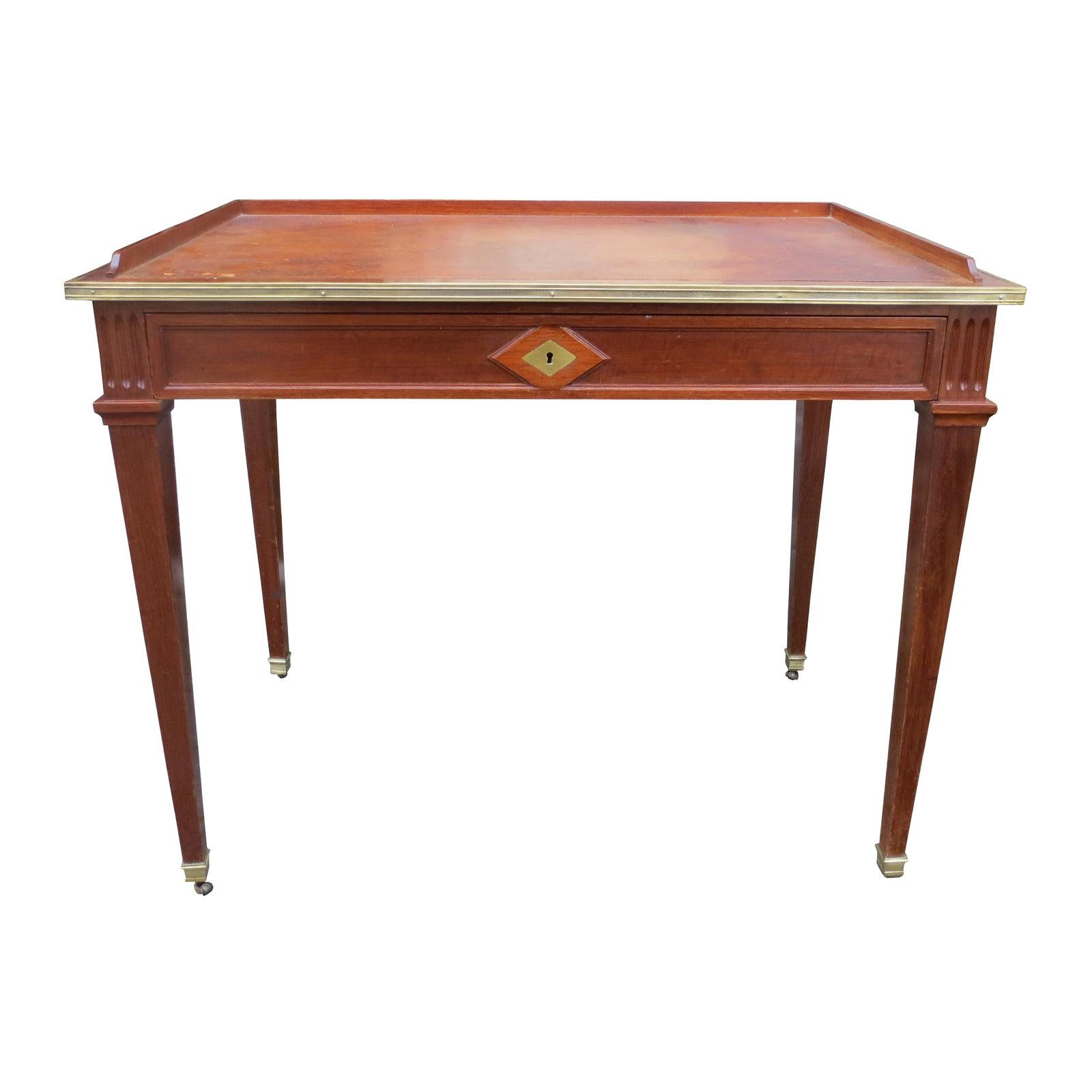 19th Century Neoclassical Continental Leather Top Writing Table/Desk For Sale