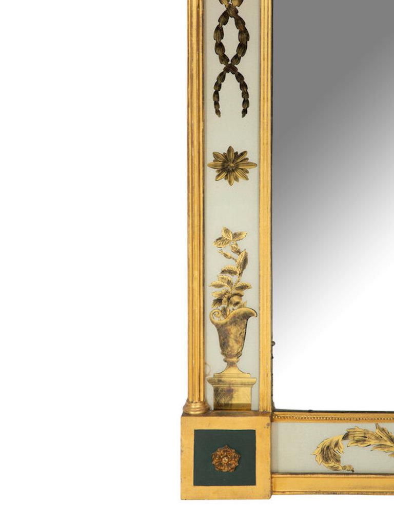 English 19th Century Neoclassical Eglomise Giltwood Mirror For Sale