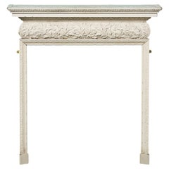 19th Century Neoclassical English Pine White Fire Surround