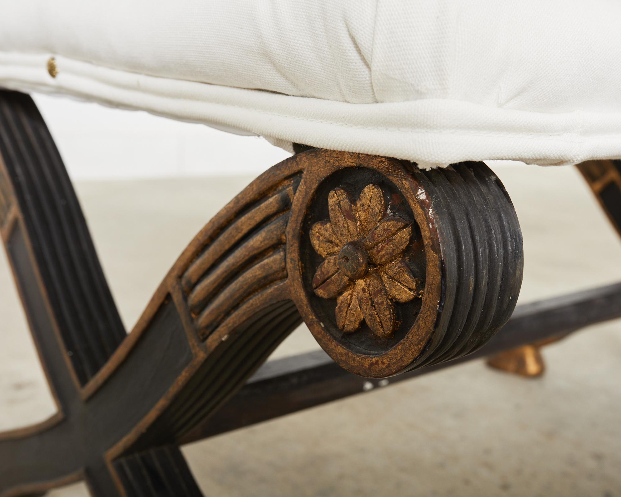 19th Century Neoclassical Italian Regency Period Curule Leg Bench For Sale 14