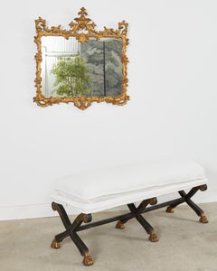 19th Century Neoclassical Italian Regency Period Curule Leg Bench