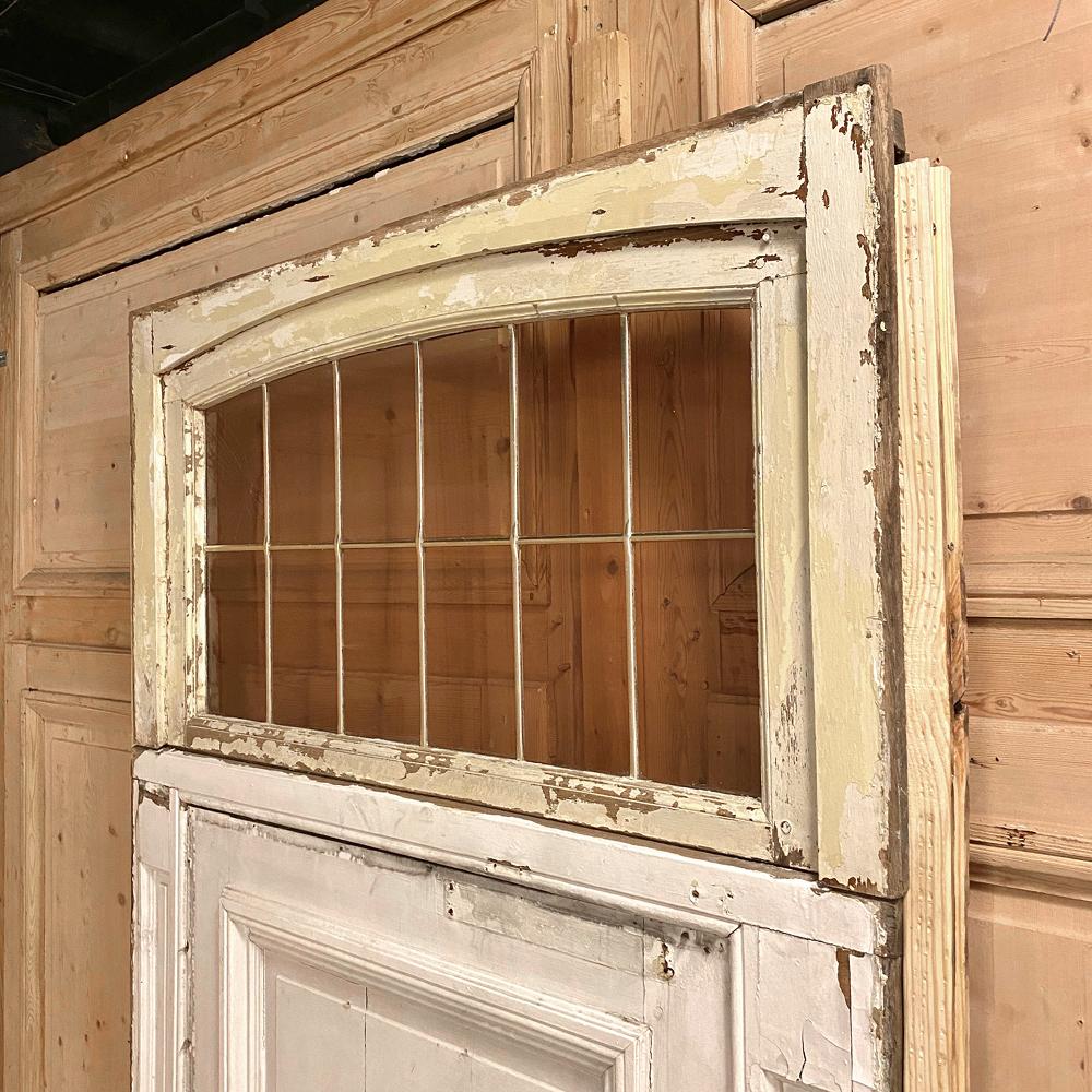 Oak 19th Century Neoclassical Exterior Door with Transom and Jamb For Sale