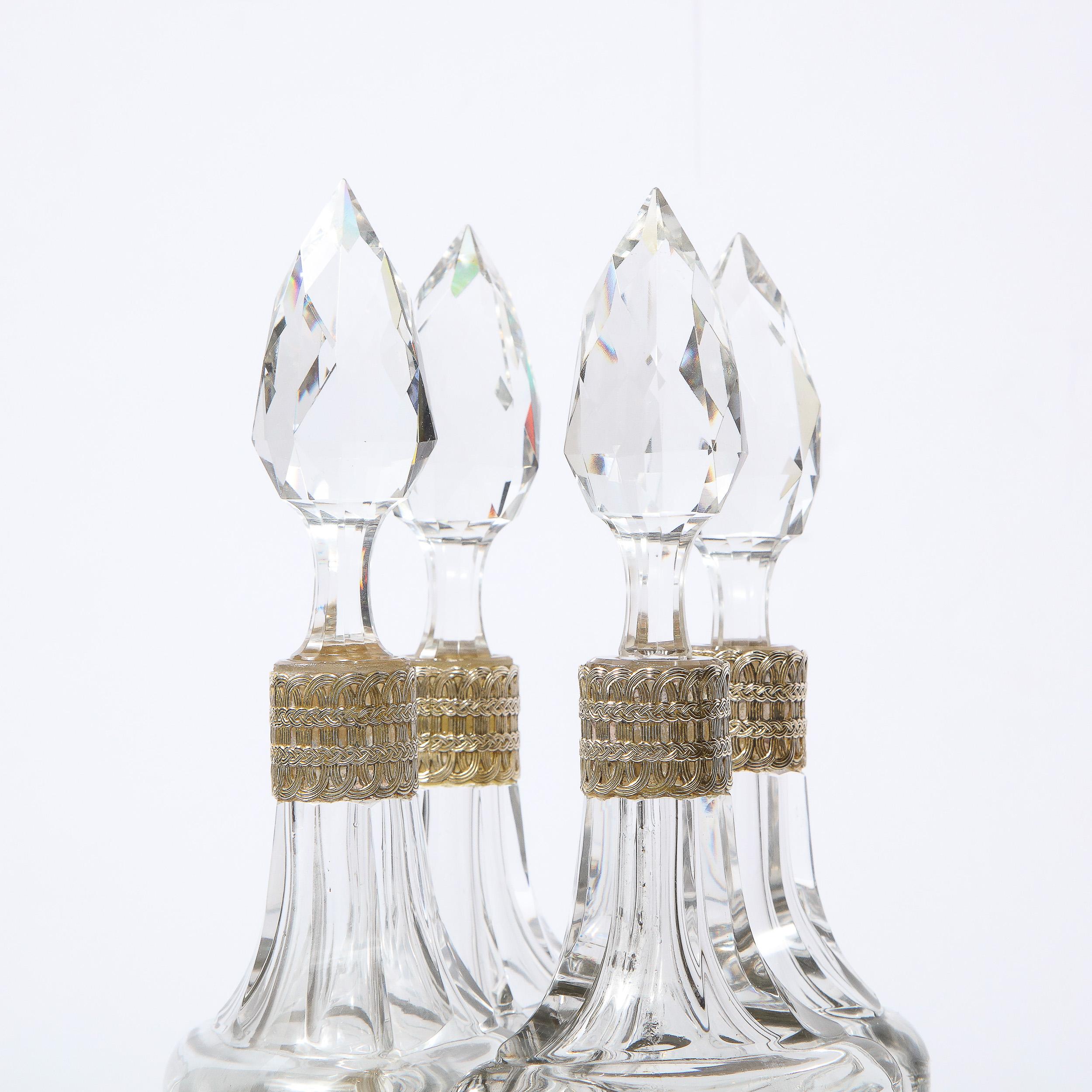 19th Century Neoclassical Figurative Silver Plate & Cut Crystal Decanter Set In Good Condition For Sale In New York, NY