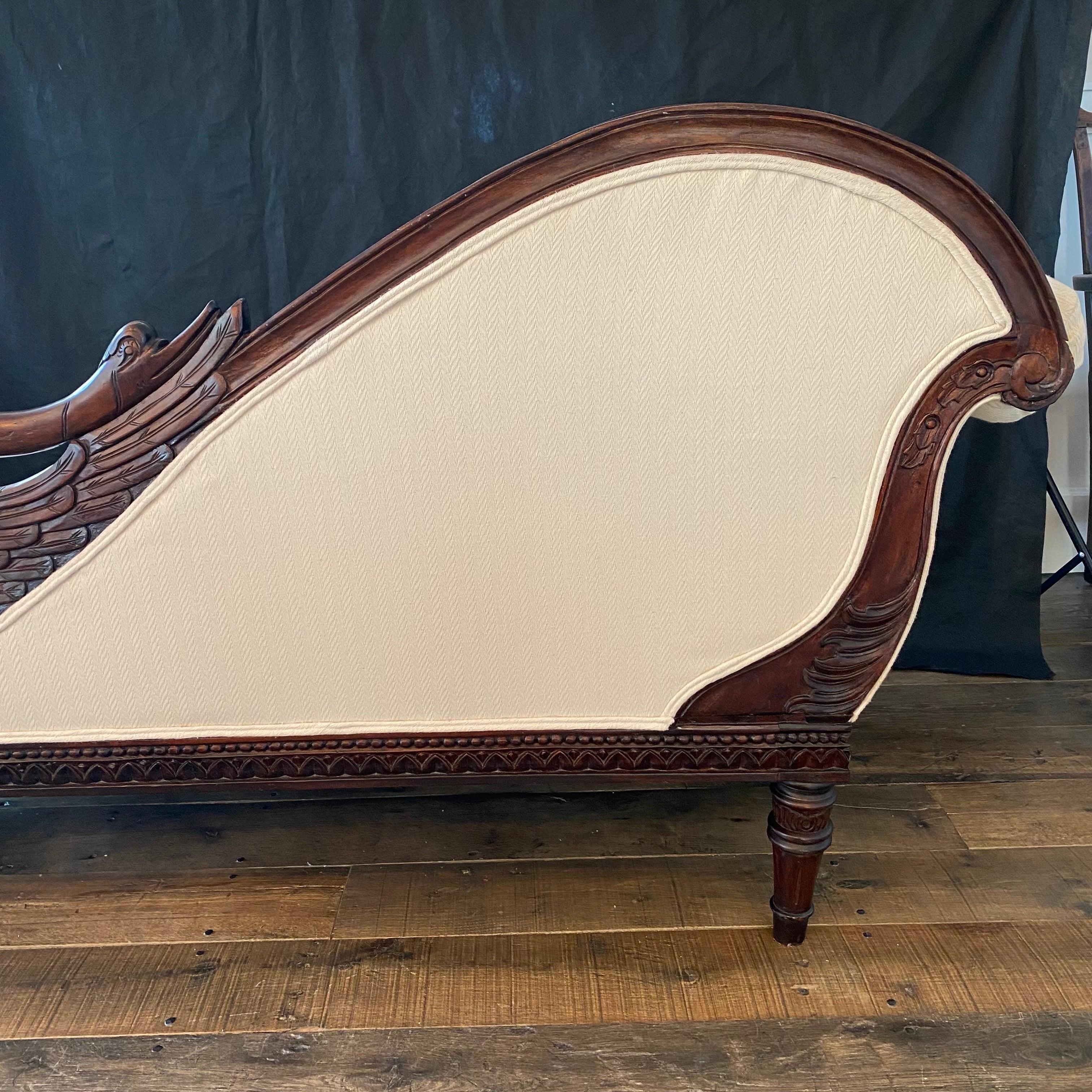 19th Century Neoclassical French Empire Swan Neck Chaise Longue Daybed 7