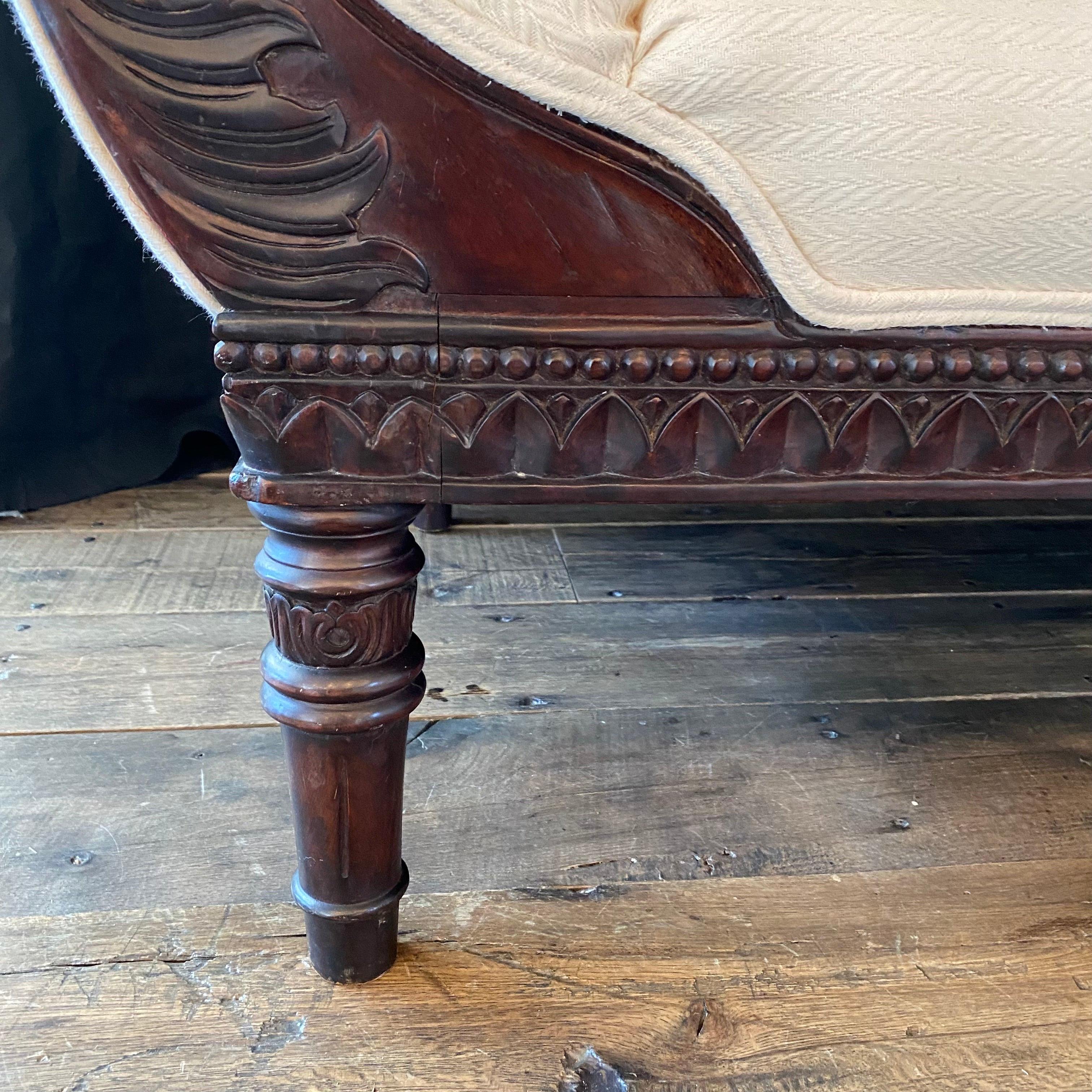 19th Century Neoclassical French Empire Swan Neck Chaise Longue Daybed In Good Condition In Hopewell, NJ