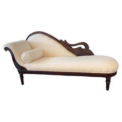 19th Century Neoclassical French Empire Swan Neck Chaise Longue Daybed