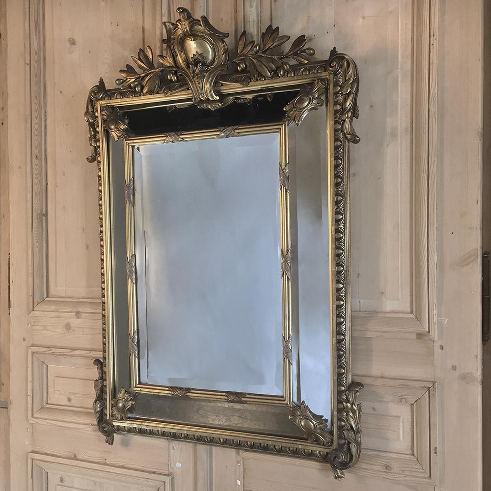 Beveled 19th Century Neoclassical French Napoleon III Period Gilded Mirror