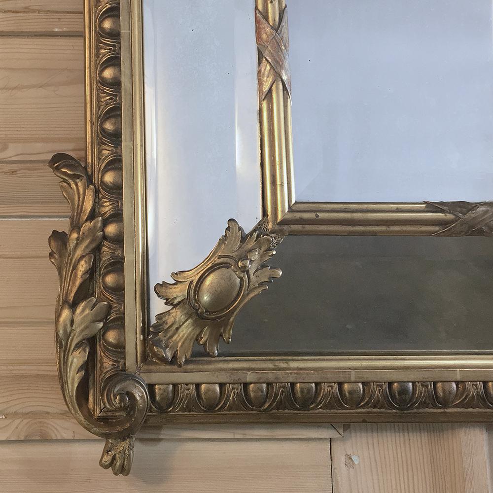 19th Century Neoclassical French Napoleon III Period Gilded Mirror In Good Condition In Dallas, TX