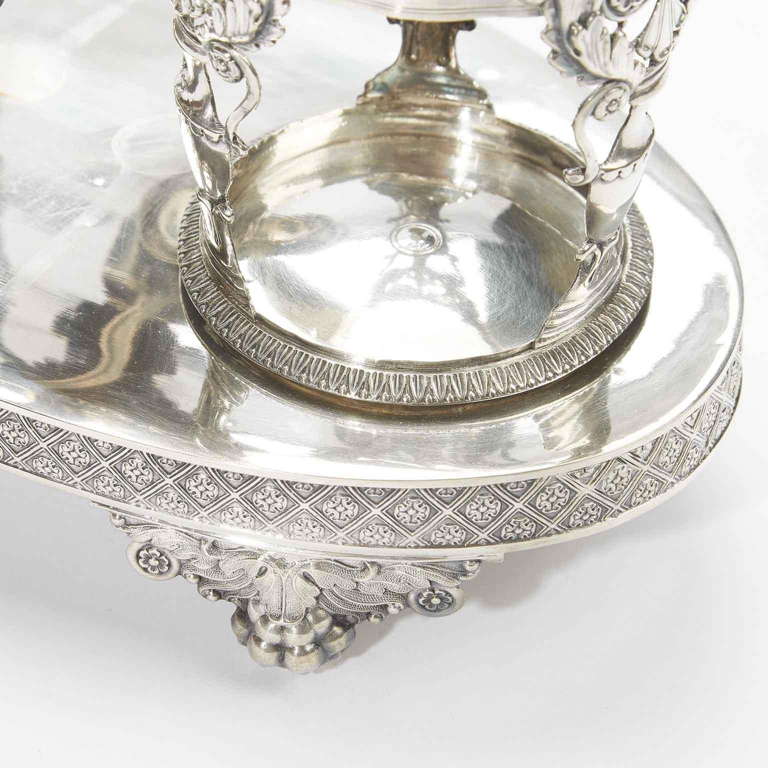 19th Century Neoclassical French Oil and Vinegar Cruet Set Paris Sterling Silver In Good Condition In Milan, IT