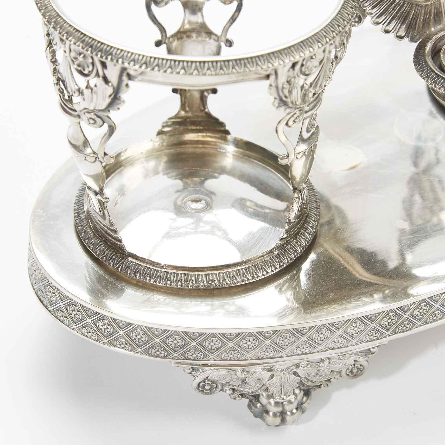 19th Century Neoclassical French Oil and Vinegar Cruet Set Paris Sterling Silver 2