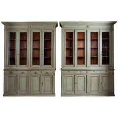 19th Century Neoclassical French Pinewood Pharmacy Bookcases